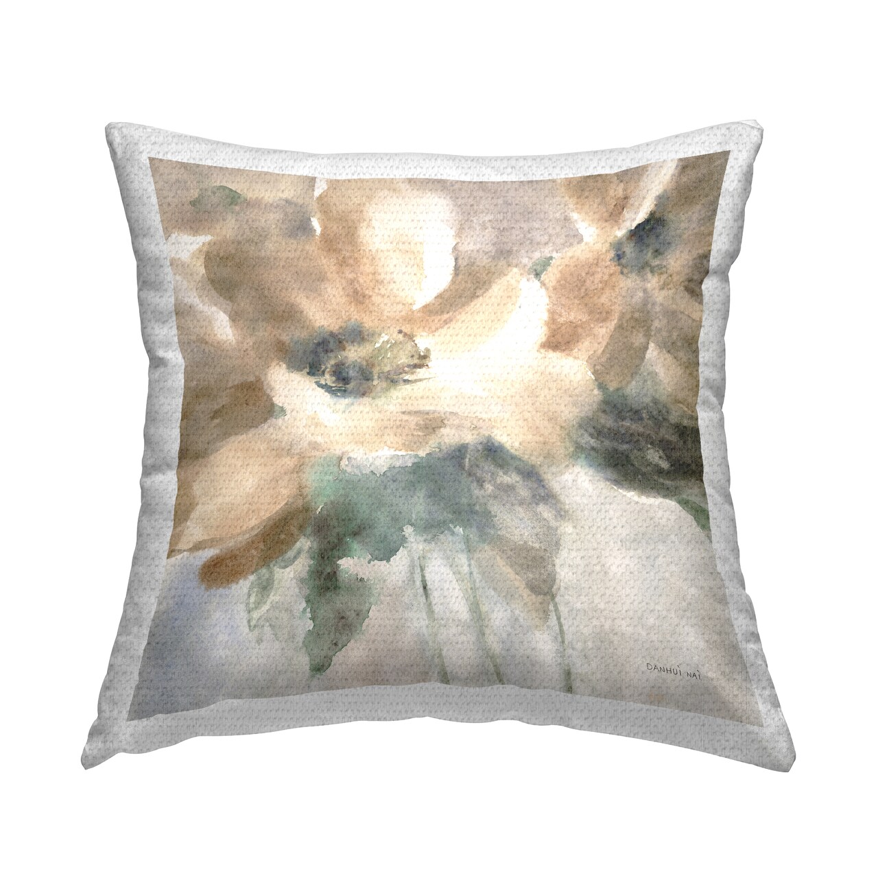 Stupell Industries Abstract Beige Flower Blossoms Outdoor Pillow, 18 x 7 x 18
